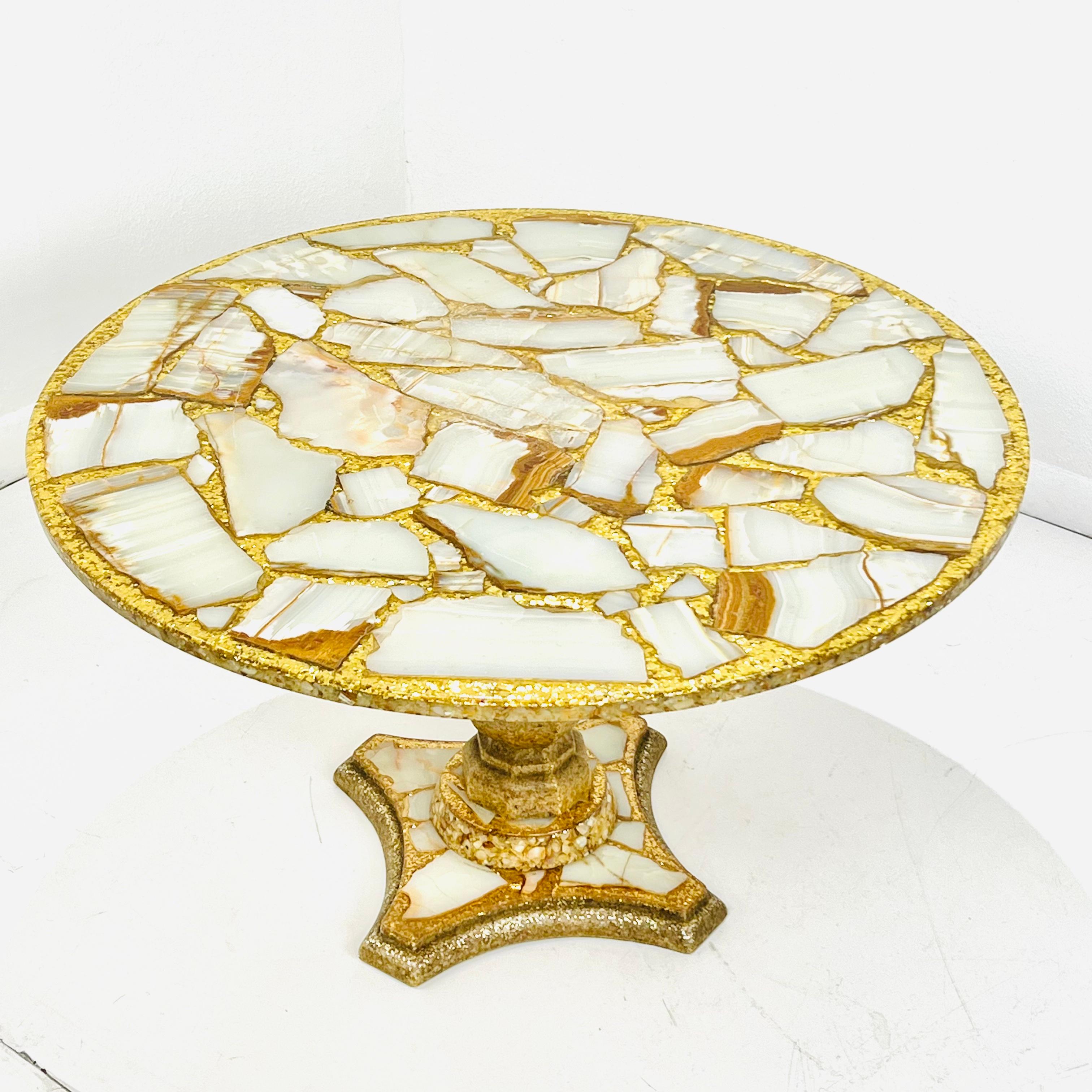 Abalone-, Onyx- und Blattgold-Cocktailtisch von Arturo Pani im Angebot 9