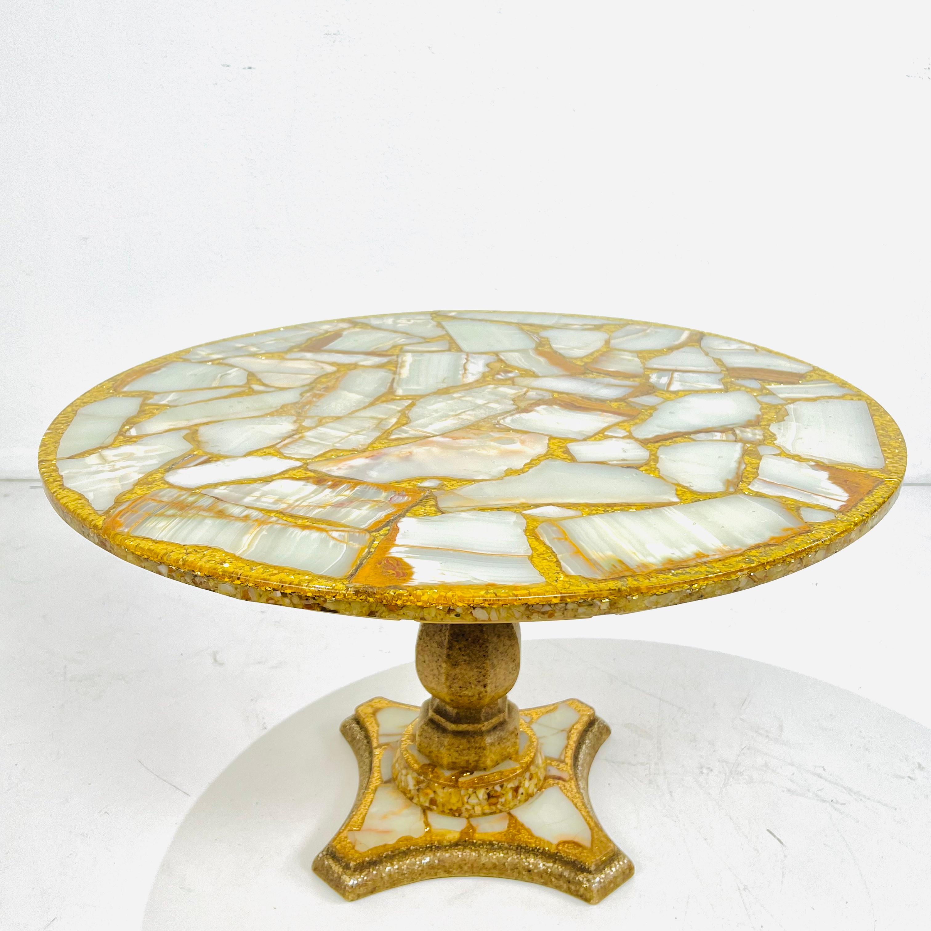 Abalone-, Onyx- und Blattgold-Cocktailtisch von Arturo Pani (Mexikanisch) im Angebot