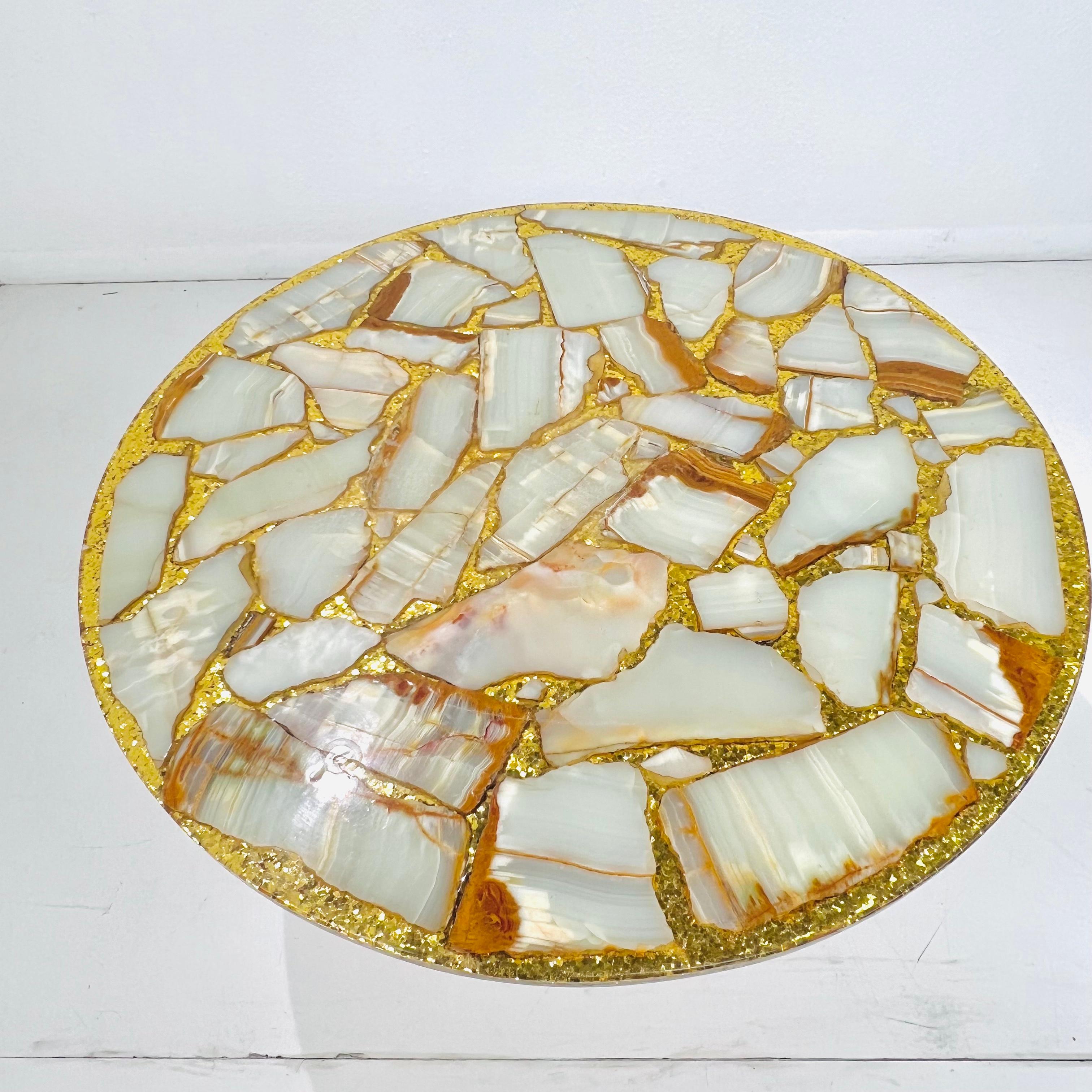 Abalone-, Onyx- und Blattgold-Cocktailtisch von Arturo Pani im Zustand „Gut“ im Angebot in Dallas, TX