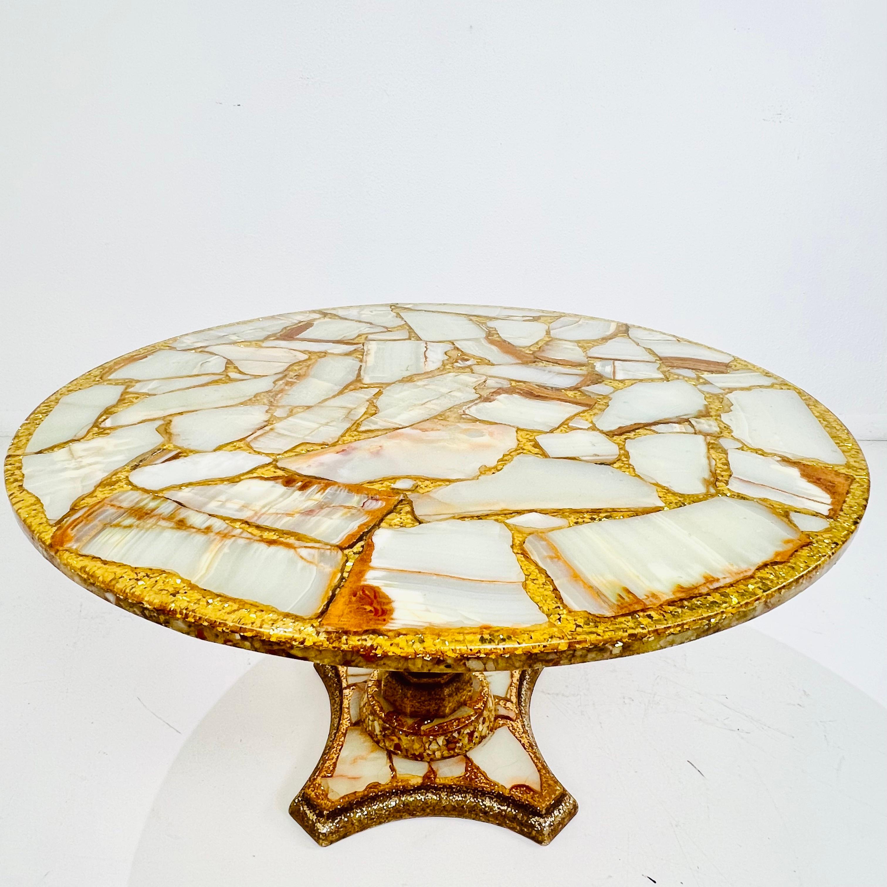 Abalone-, Onyx- und Blattgold-Cocktailtisch von Arturo Pani (Mitte des 20. Jahrhunderts) im Angebot