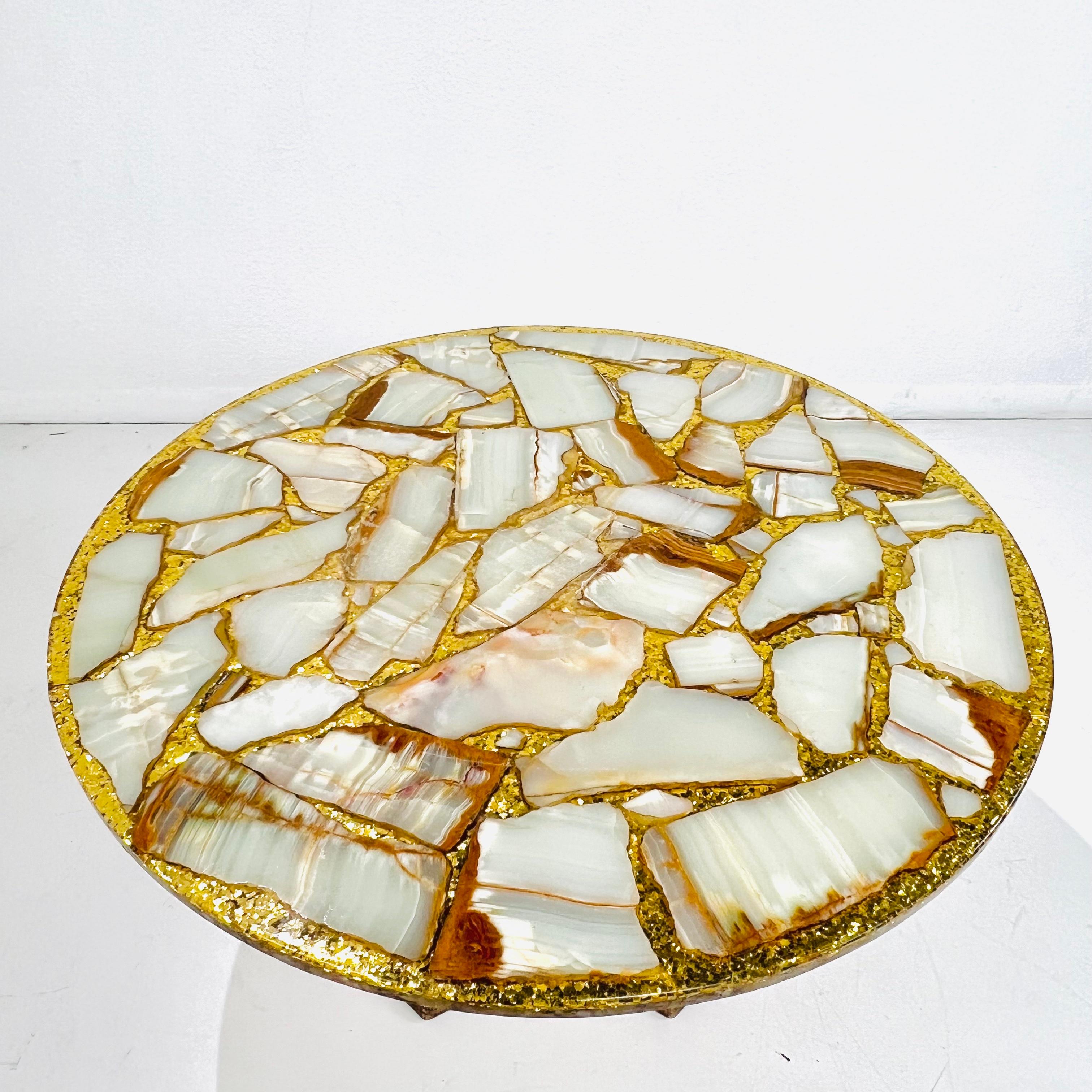 Abalone-, Onyx- und Blattgold-Cocktailtisch von Arturo Pani im Angebot 2