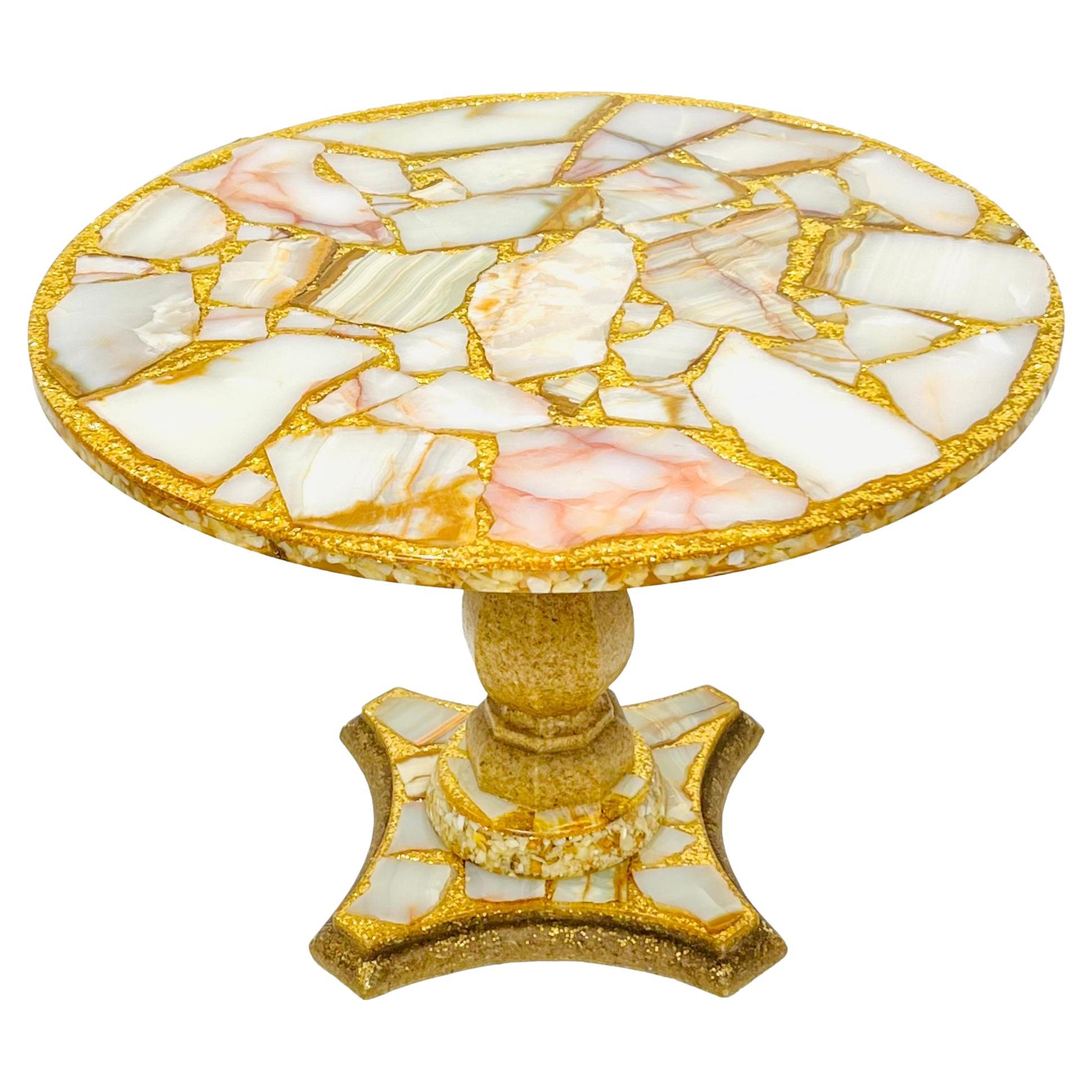 Beistelltisch aus Abalone, Onyx und Blattgold von Arturo Pani im Angebot
