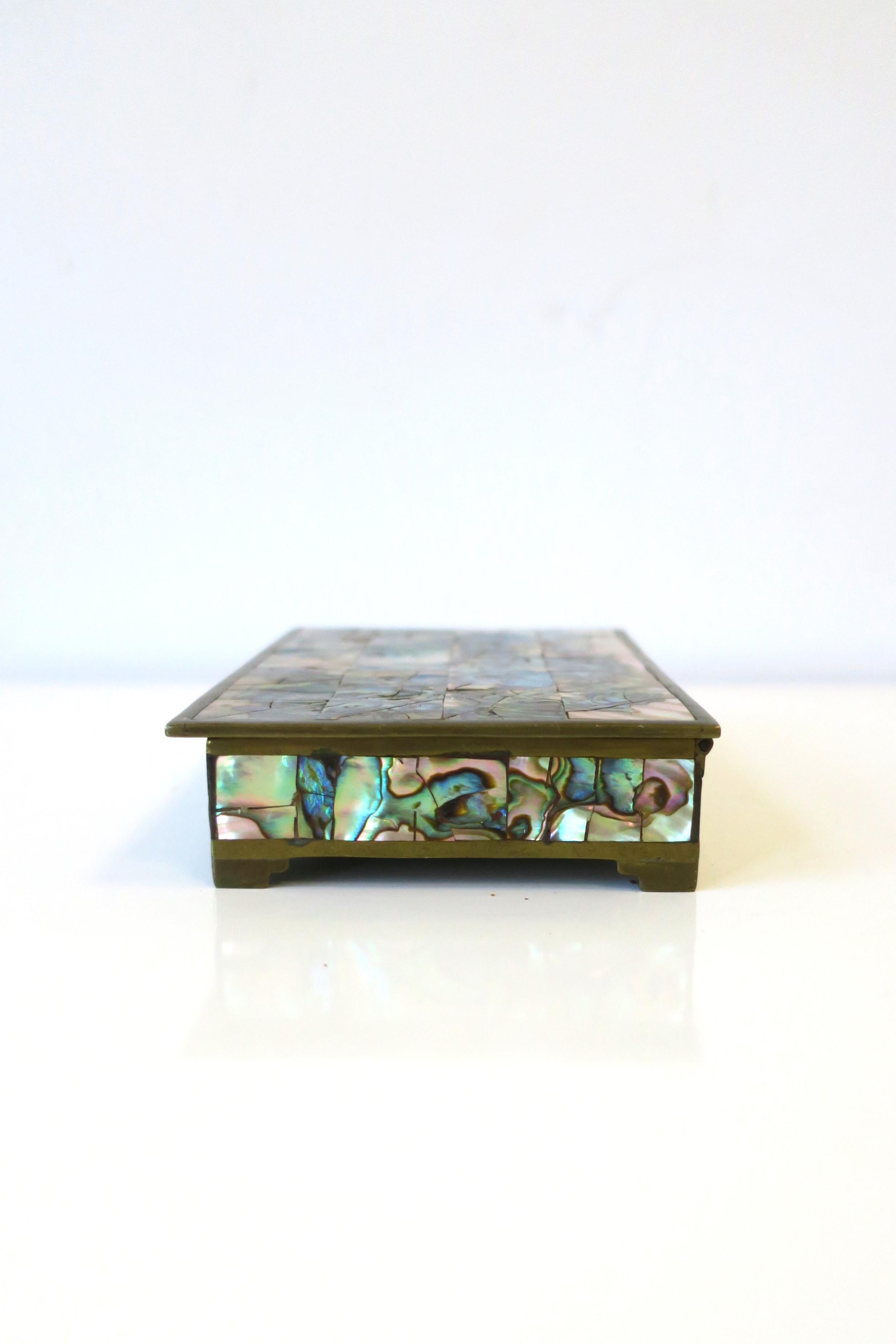 Abalone Seashell and Brass Box For Sale 1