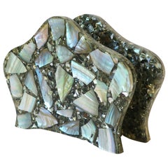 Vintage Abalone Seashell and Lucite Napkin Holder