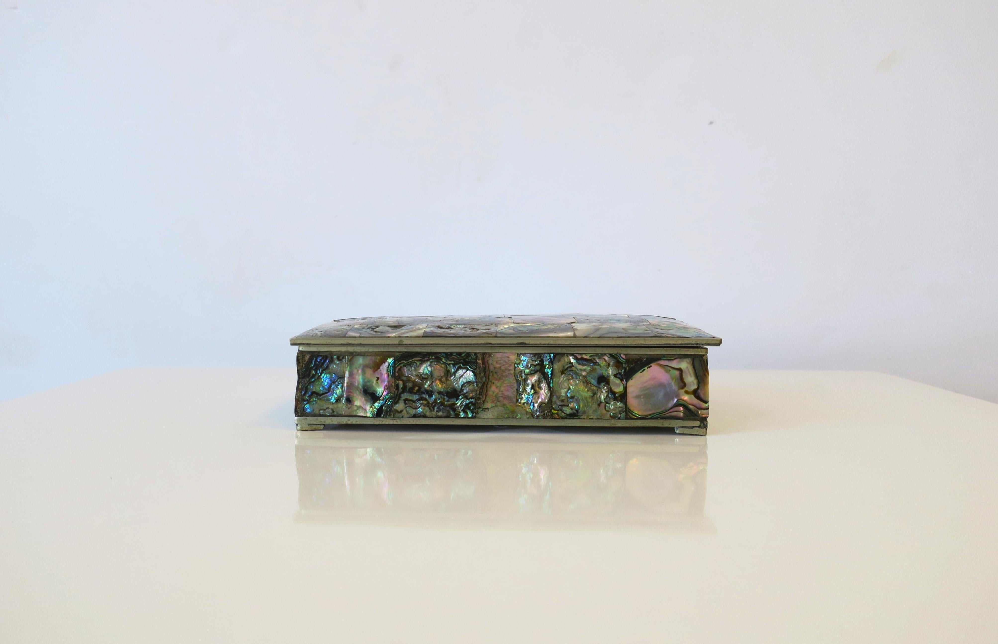 Metalwork Abalone Seashell Box