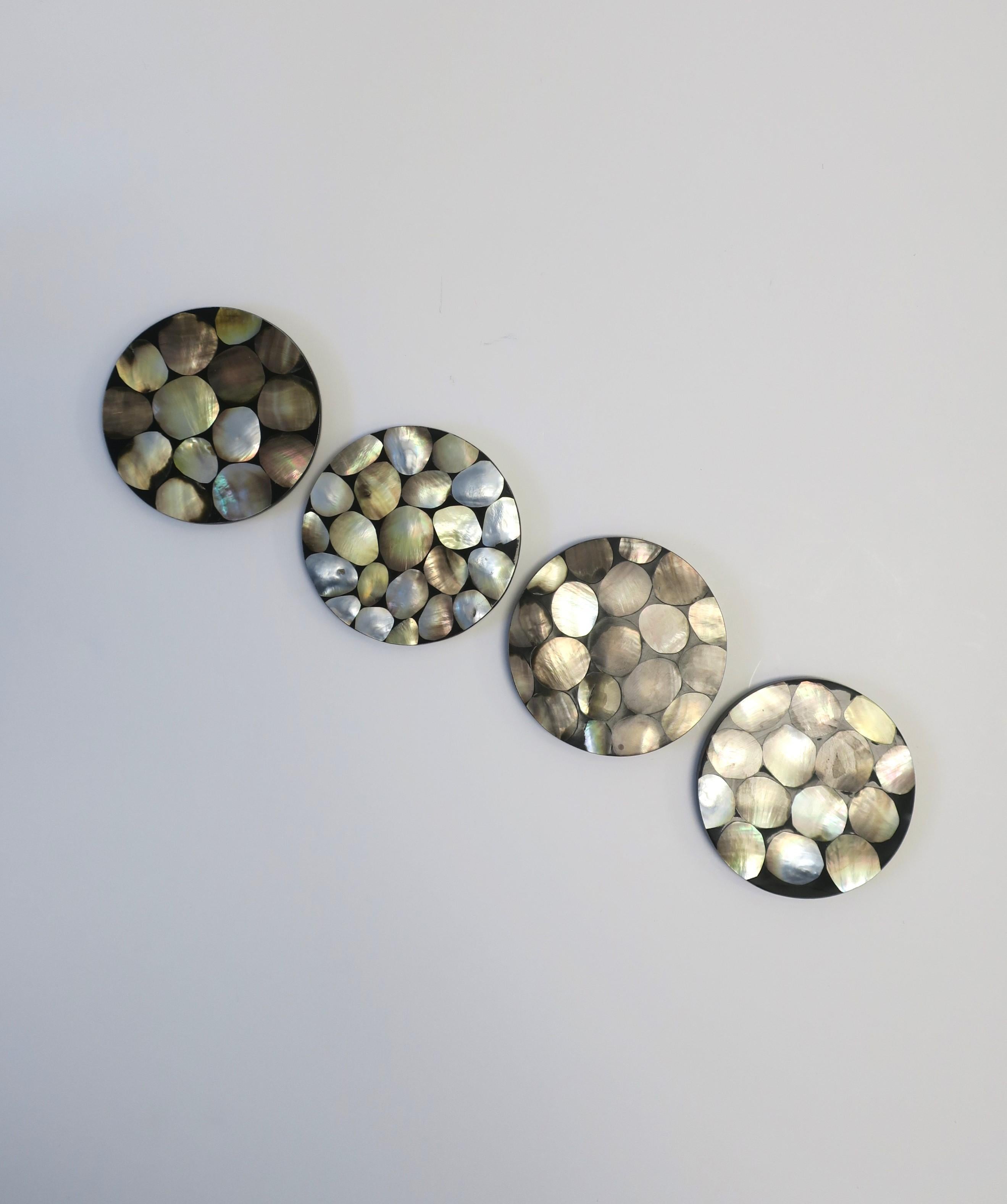 Philippin Abalone Seashell Cocktail Coasters by R & Y Augousti, Set of 4 (en anglais) en vente
