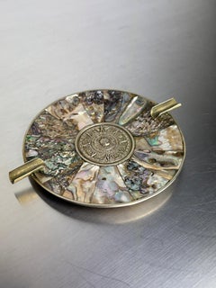 Abalone shell & alpaca Ashtray, Mexico, 1970's