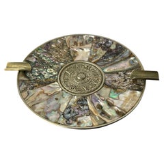 Abalone shell & alpaca Ashtray, Mexico, 1970's