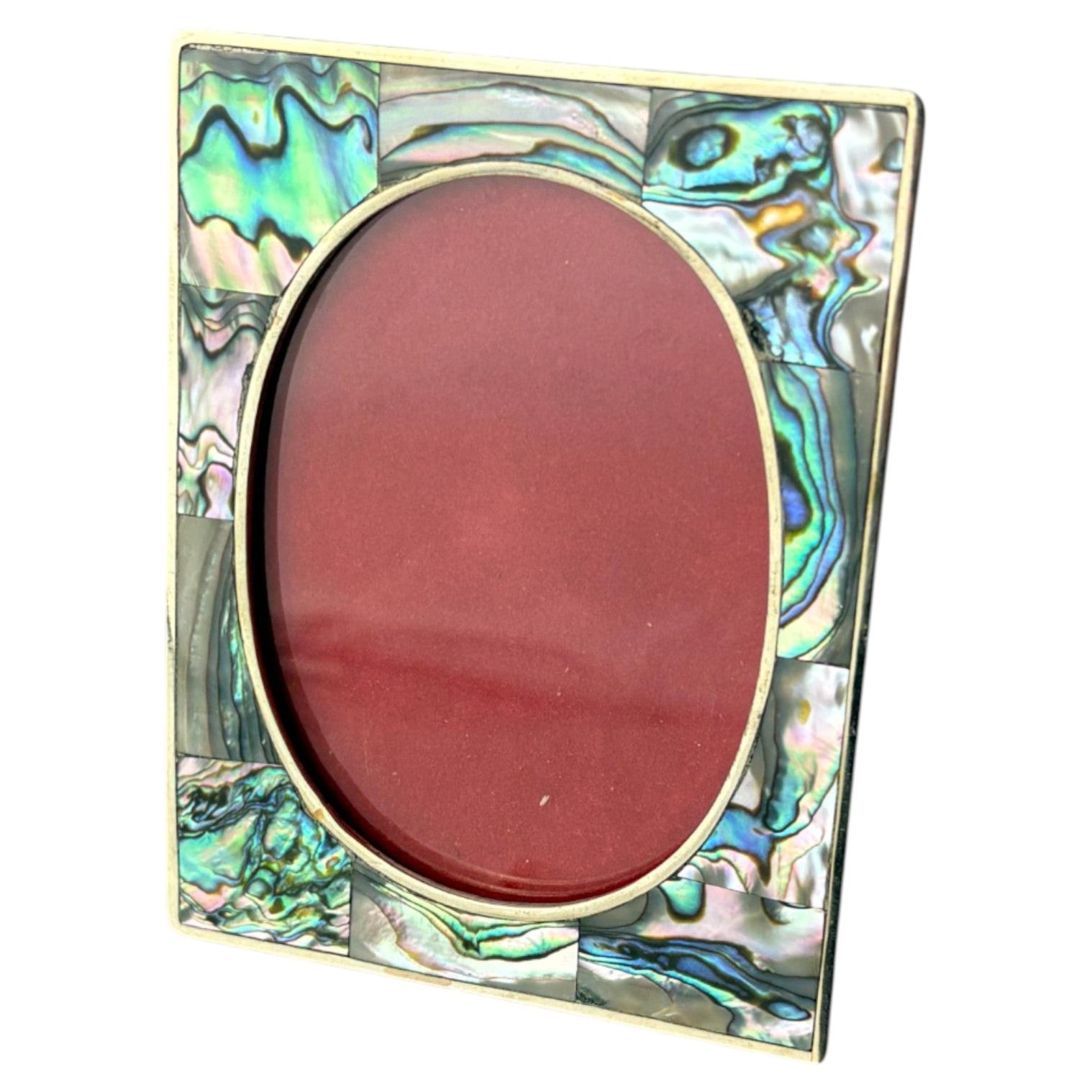 Abalone shell & Alpaca Picture frame, Mexico, circa 1970 For Sale