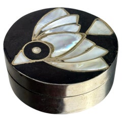 Abalone shell & alpaca silver fish box, Mexico, 1970