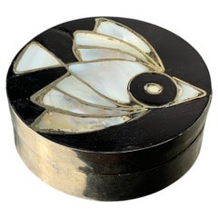 Abalone shell & alpaca silver fish box, Mexico, 1970's