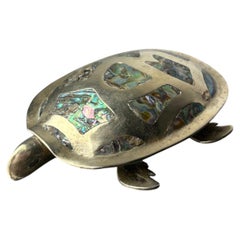 Abalone shell & alpaca silver turtle box, Mexico, 1970's