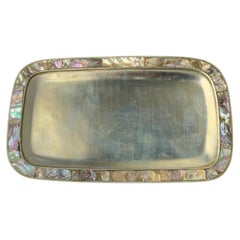 Abalone shell & alpaca tray, Mexico, 1970's