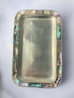 Abalone shell & alpaca tray, Mexico, Circa 1970's