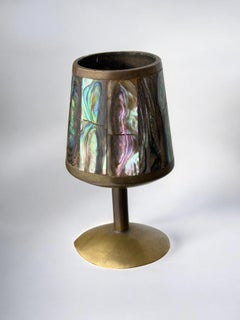 Abalone Shell & Brass Shot Glasses, set of 6, Mexico, 1970's