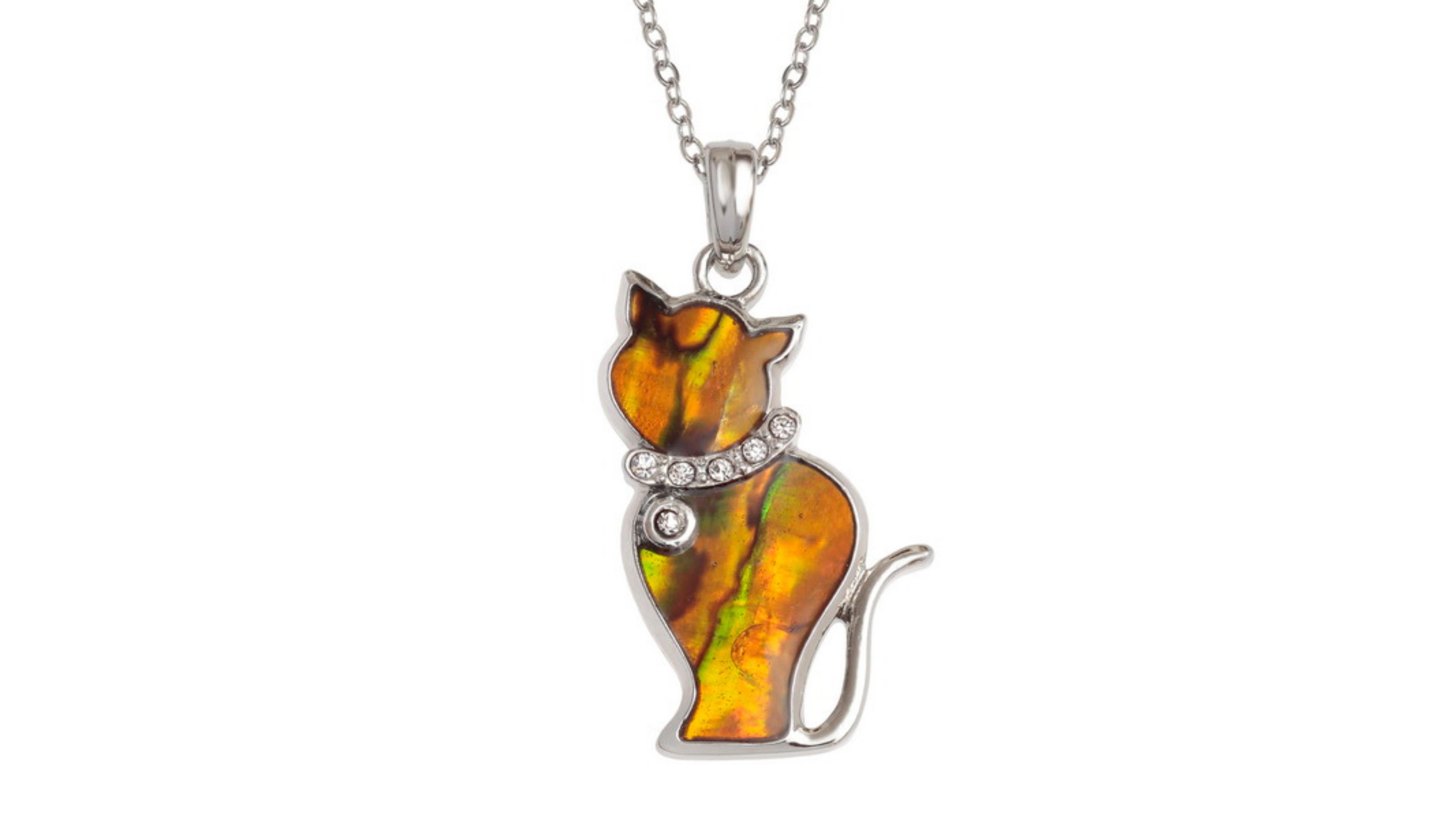 Contemporary Abalone Shell Cat Necklace For Sale