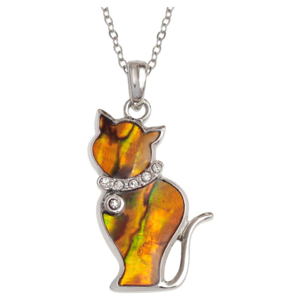 Abalone Shell Cat Necklace For Sale at 1stDibs