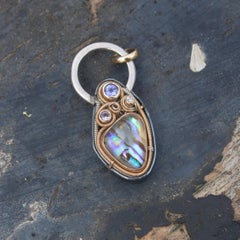 Abalone Shell Quartz Tanzanite Spinel Diamond Wire Wrapped Pendant