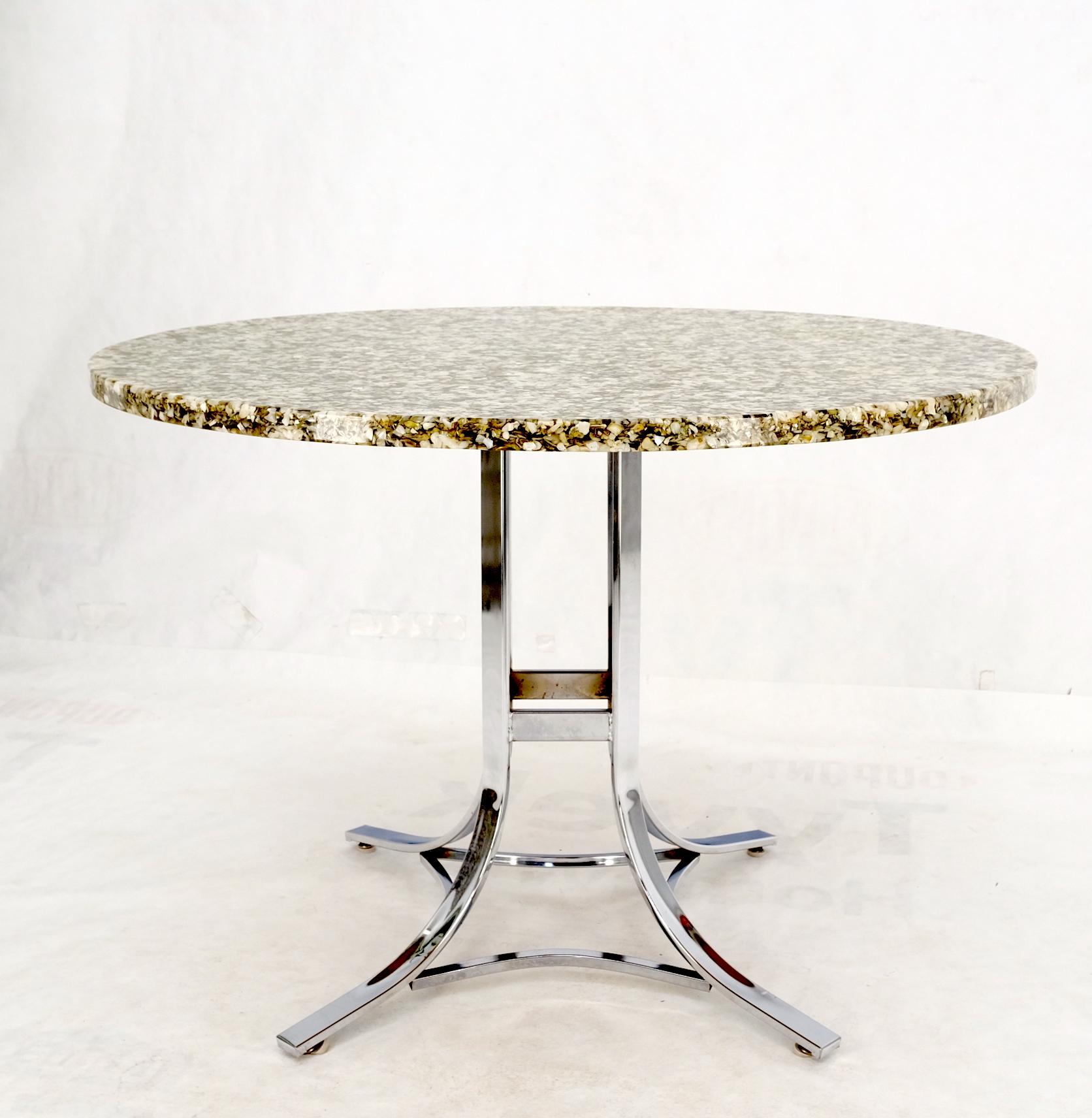 Abalone Shell Resin Fusion Cast Round Top Table on Chrome Base Mid-Century Moder For Sale 3
