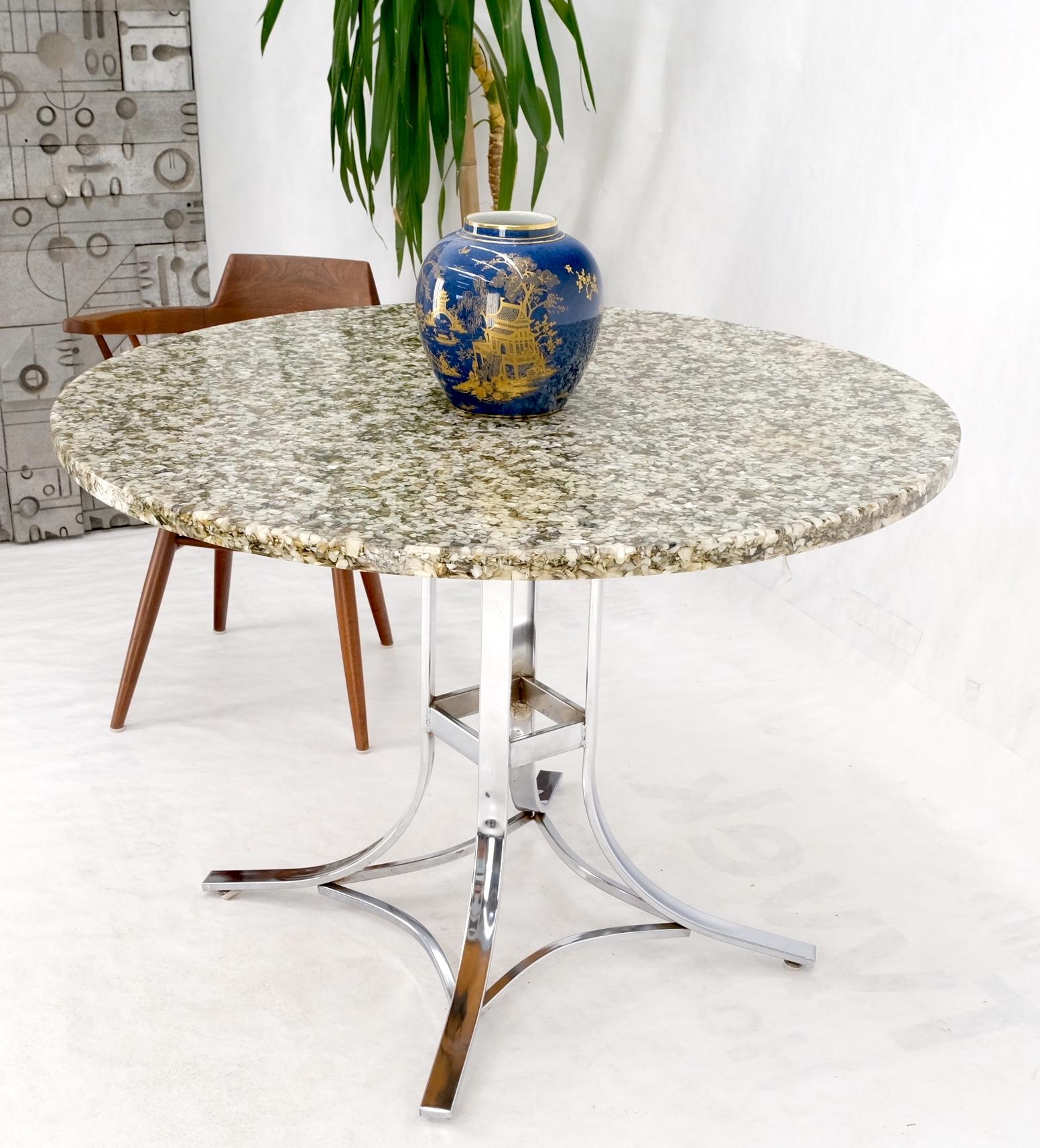 Abalone Shell Resin Fusion Cast Round Top Table on Chrome Base Mid-Century Moder For Sale 6