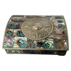 Abalone shell vanity box, Alpaca and wood, Mexico, 1970s