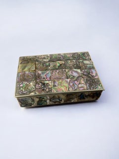 Abalone shell vanity box, Alpaca Mexico, 1970's