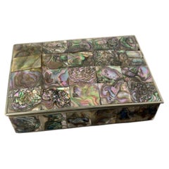 Abalone shell vanity box, Alpaca Mexico, 1970's