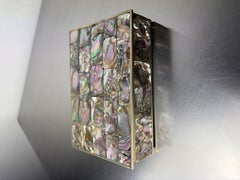 Abalone shell vanity box, Alpaca & wood, Mexico, circa 1970