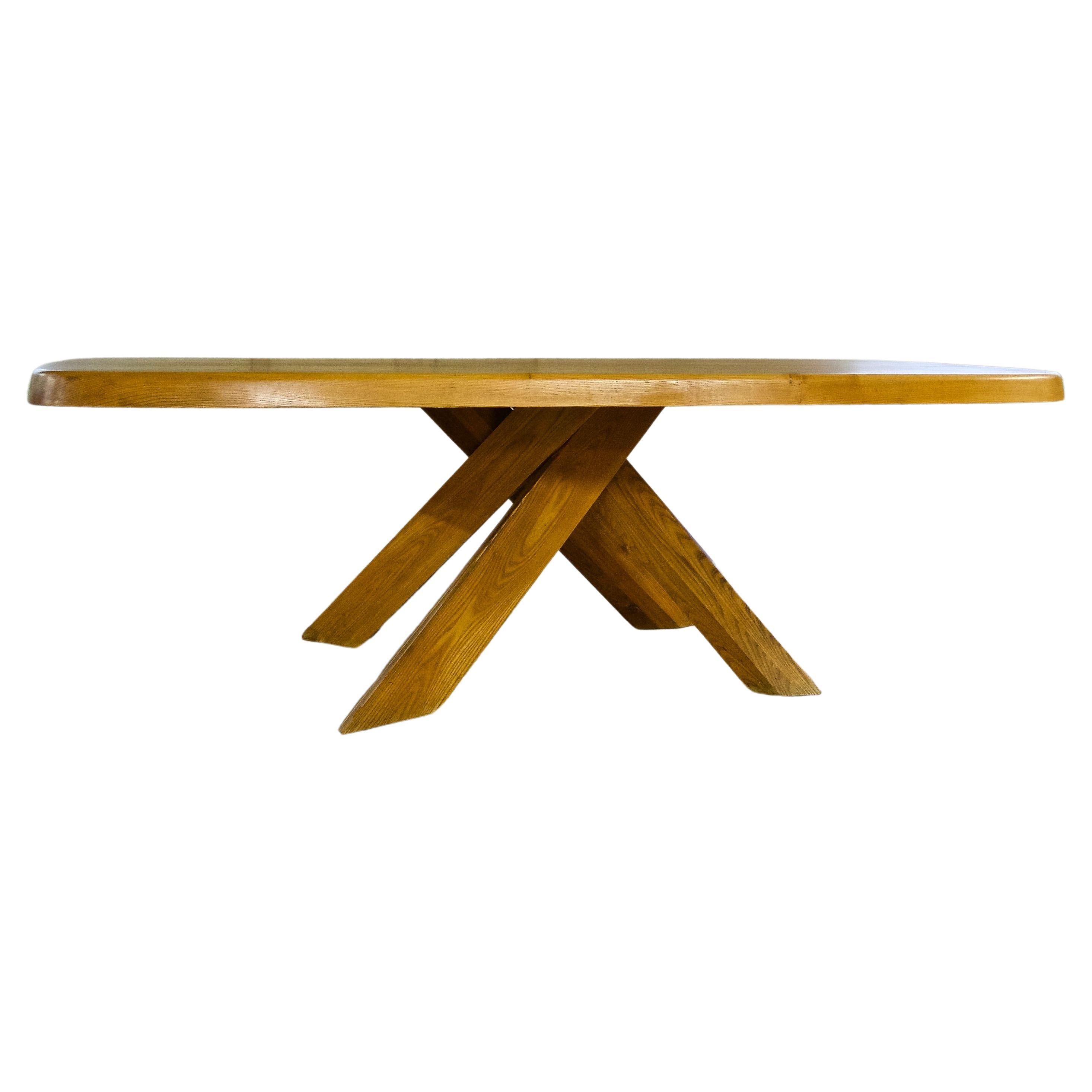 "Aban" Dining table in Elm, T35D, Pierre Chapo, France, 1972 For Sale