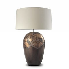 ABANICOS. Table Lamp in Aged Brass, Contemporary Art Deco Design Handmade. Shade
