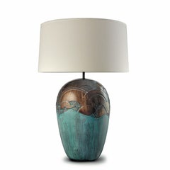 ABANICOS. Lampe de table en bronze vieilli