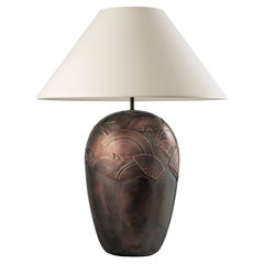 ABANICOS.Table Lamp Aged Copper, Contemporary Art Deco Design Handmade.Shade Inc