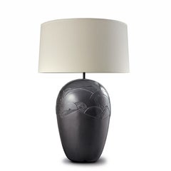 ABANICOS.Table Lamp in Graphite.Contemporary Art Deco Design Handmade. Shade Inc