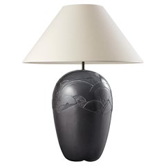 ABANICOS.Table Lamp in Graphite.Contemporary Art Deco Design Handmade. Shade Inc