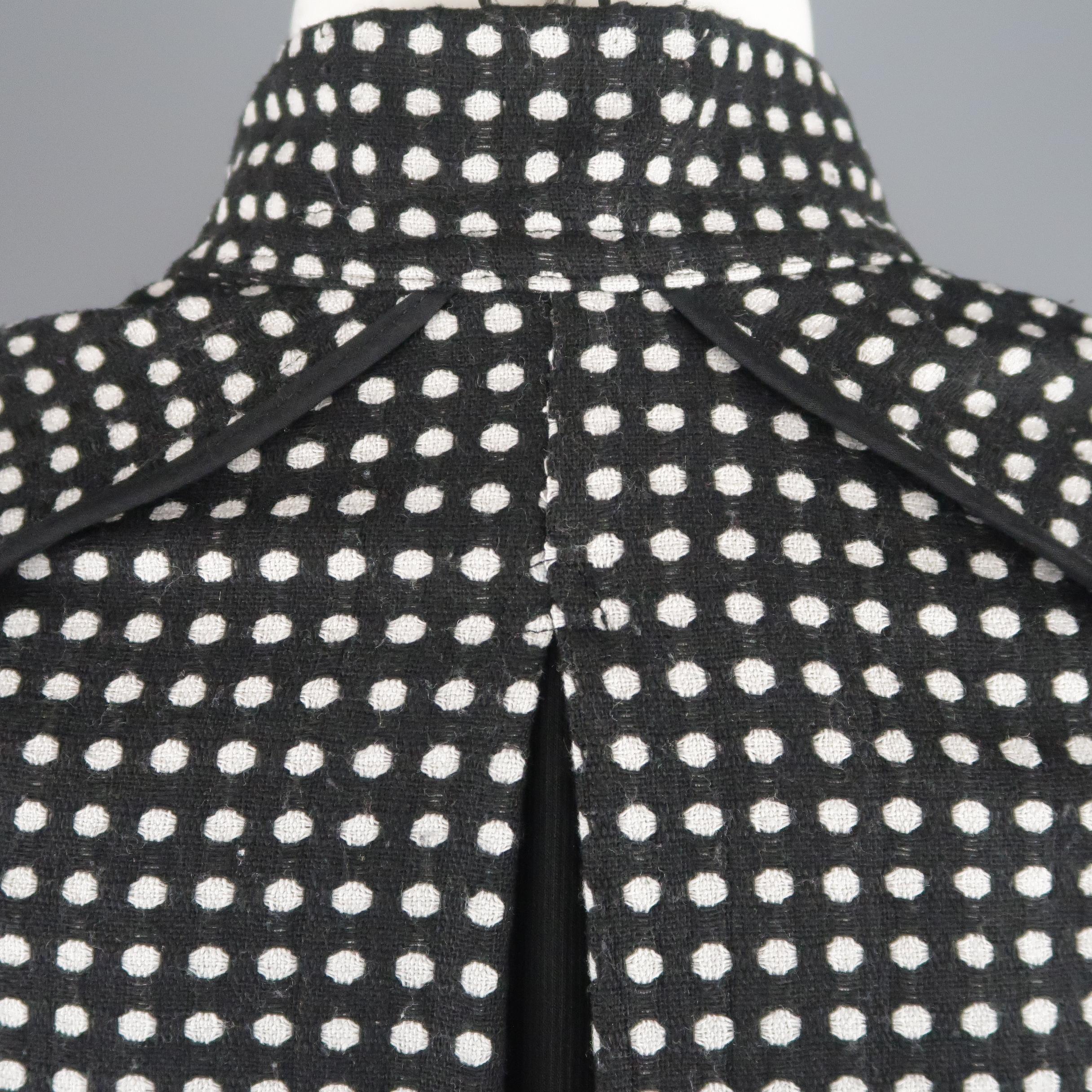 ABASI ROSBOROUGH 36 Black & White Dots Wool Deconstructed Jacket 5