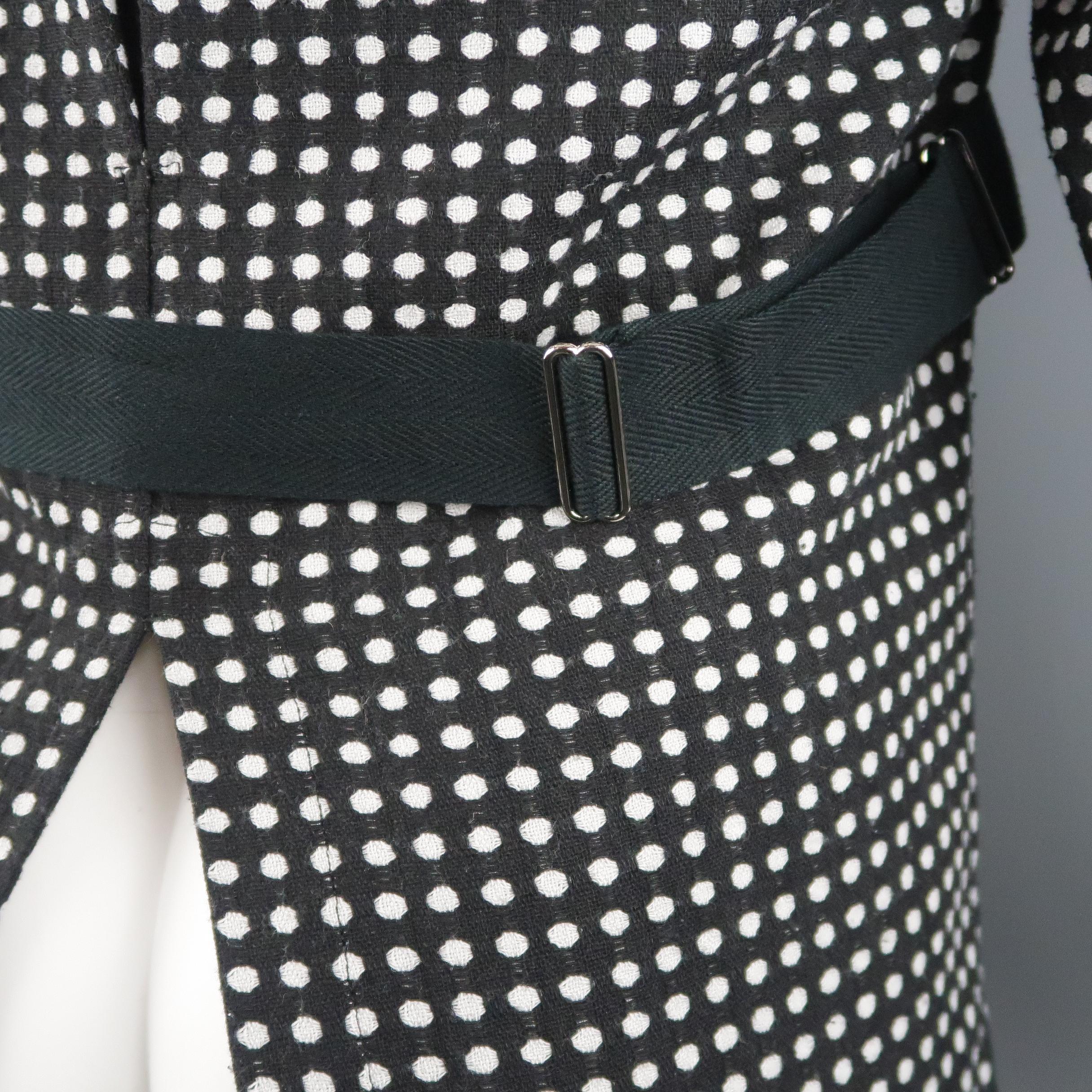 ABASI ROSBOROUGH 36 Black & White Dots Wool Deconstructed Jacket 6