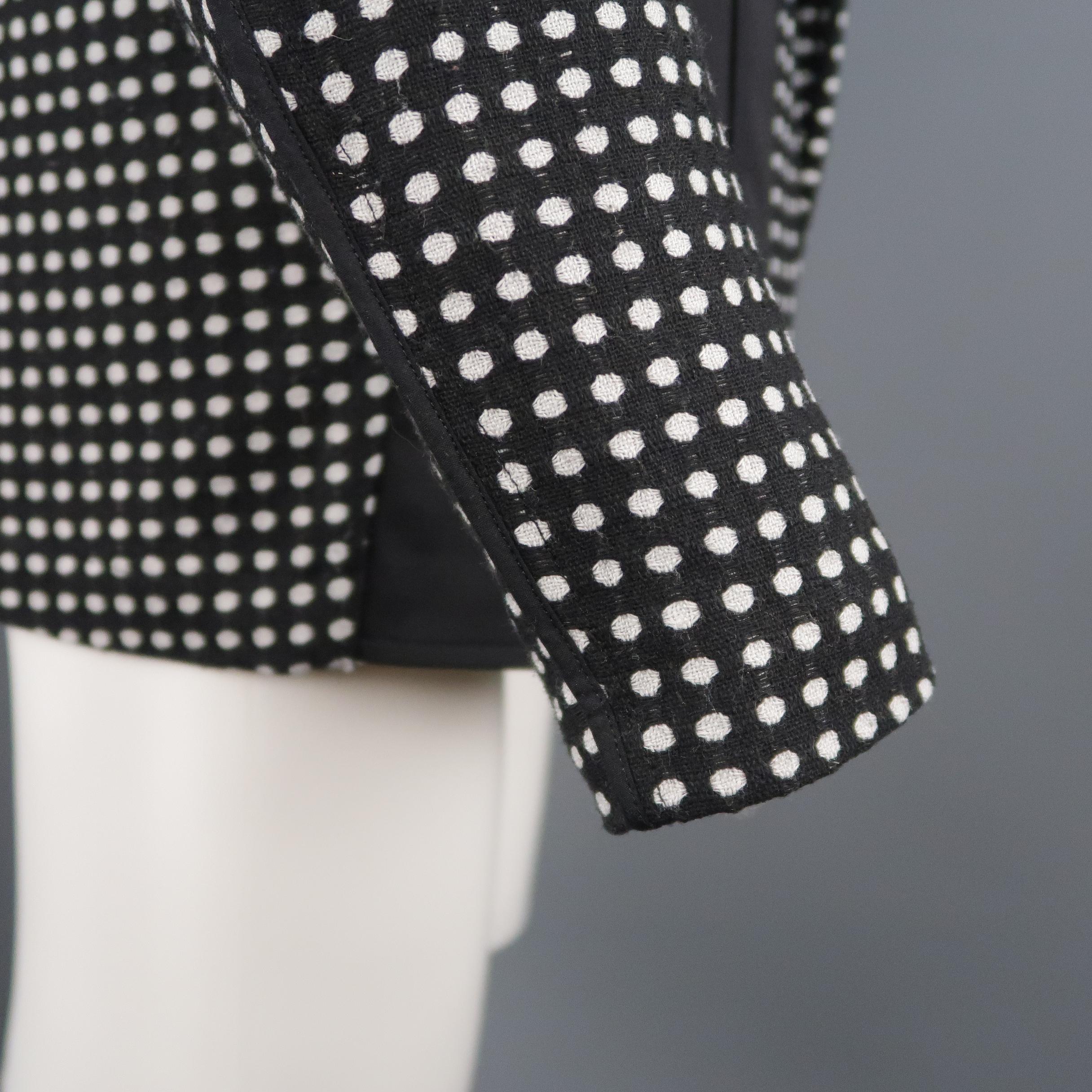 ABASI ROSBOROUGH 36 Black & White Dots Wool Deconstructed Jacket 7