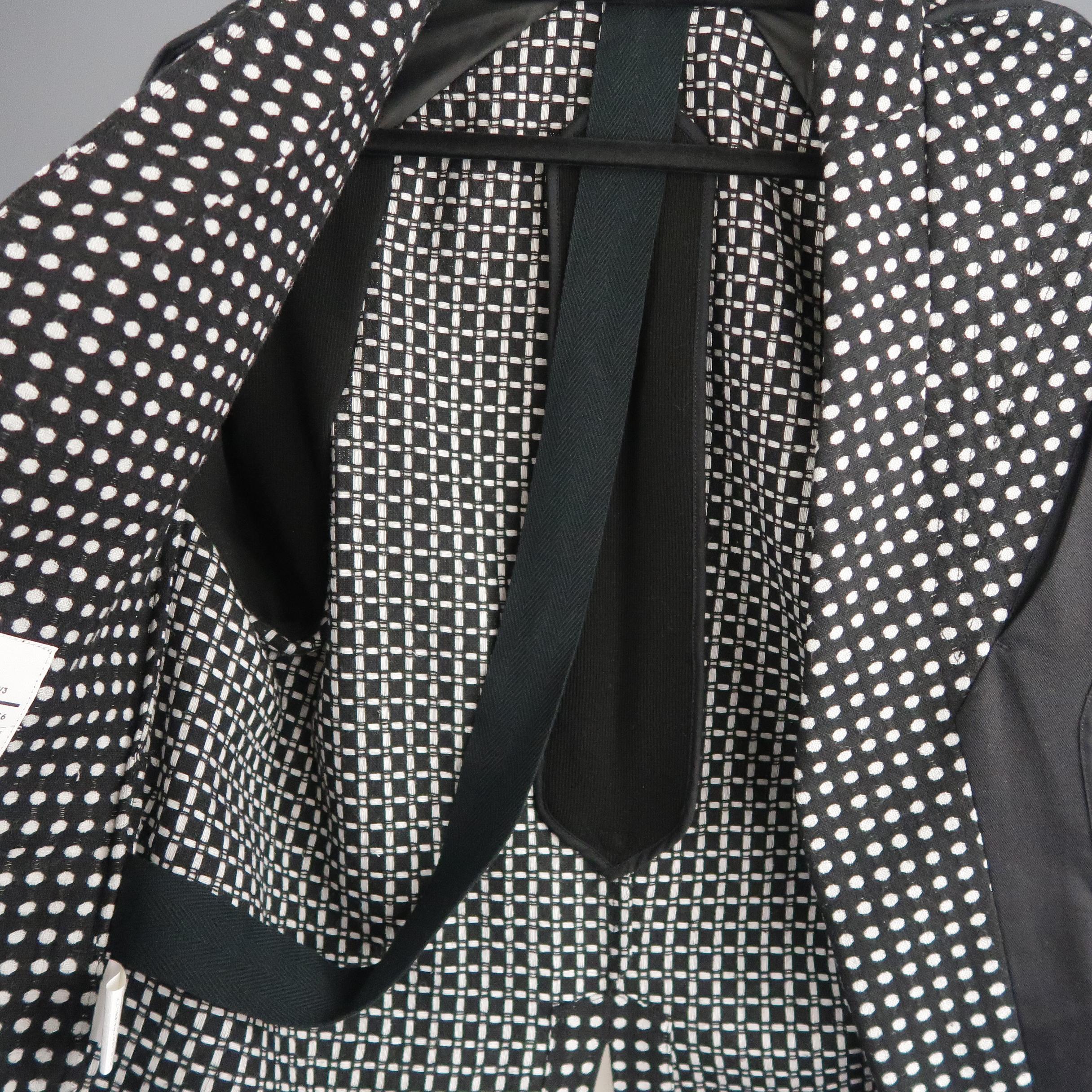 ABASI ROSBOROUGH 36 Black & White Dots Wool Deconstructed Jacket 8