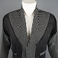 ABASI ROSBOROUGH 36 Black & White Dots Wool Deconstructed Jacket