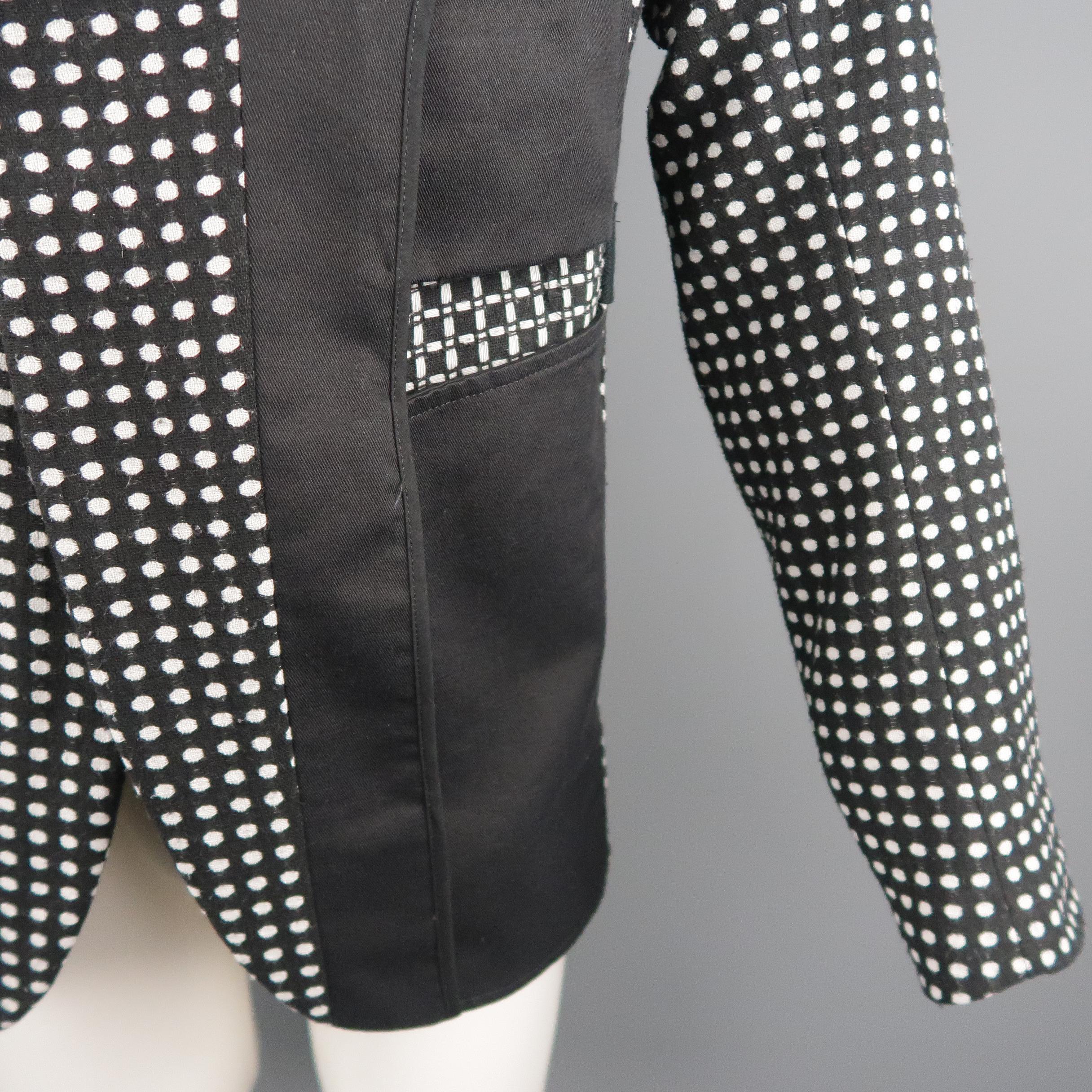 ABASI ROSBOROUGH 36 Black & White Dots Wool Deconstructed Jacket In Excellent Condition In San Francisco, CA