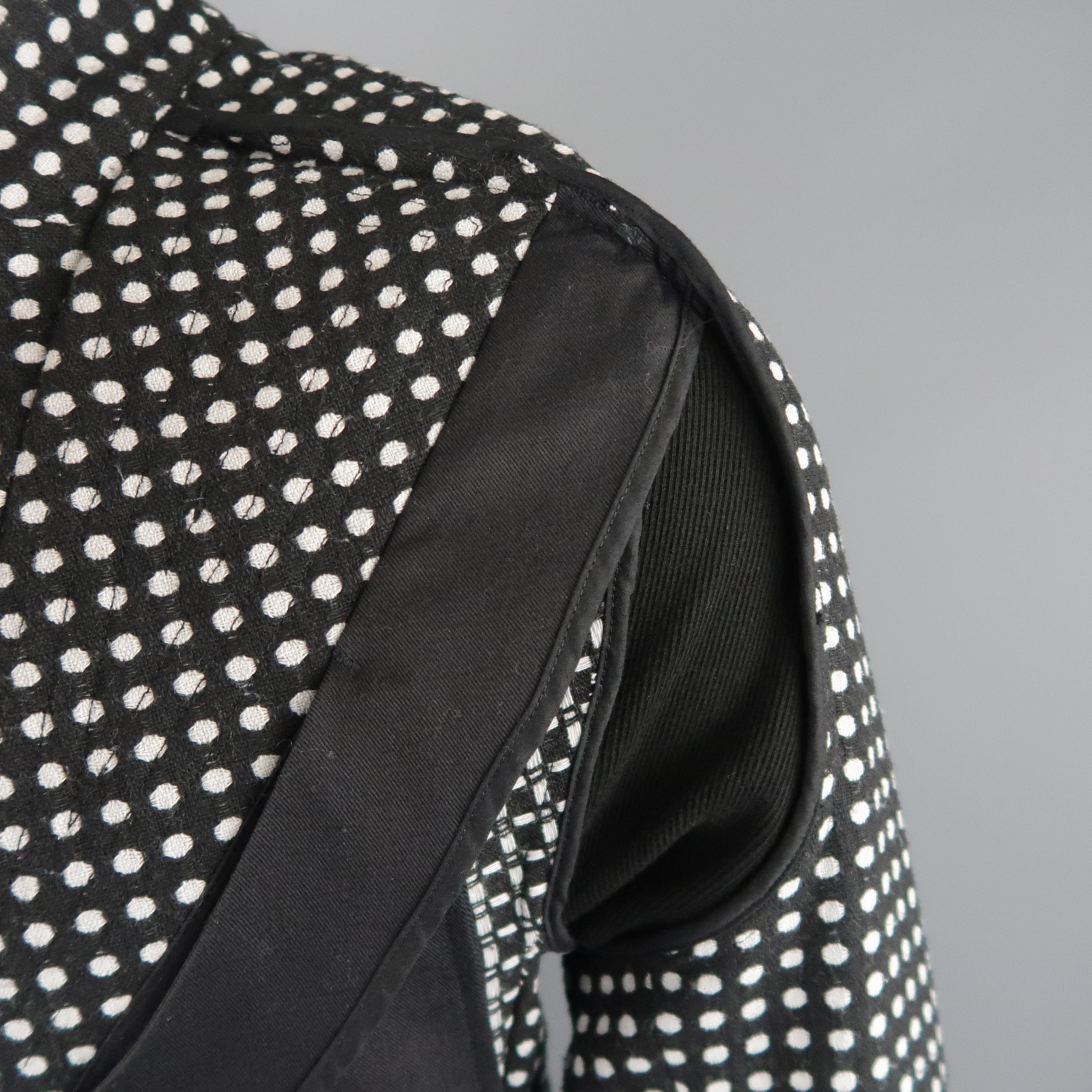 Men's ABASI ROSBOROUGH 36 Black & White Dots Wool Deconstructed Jacket