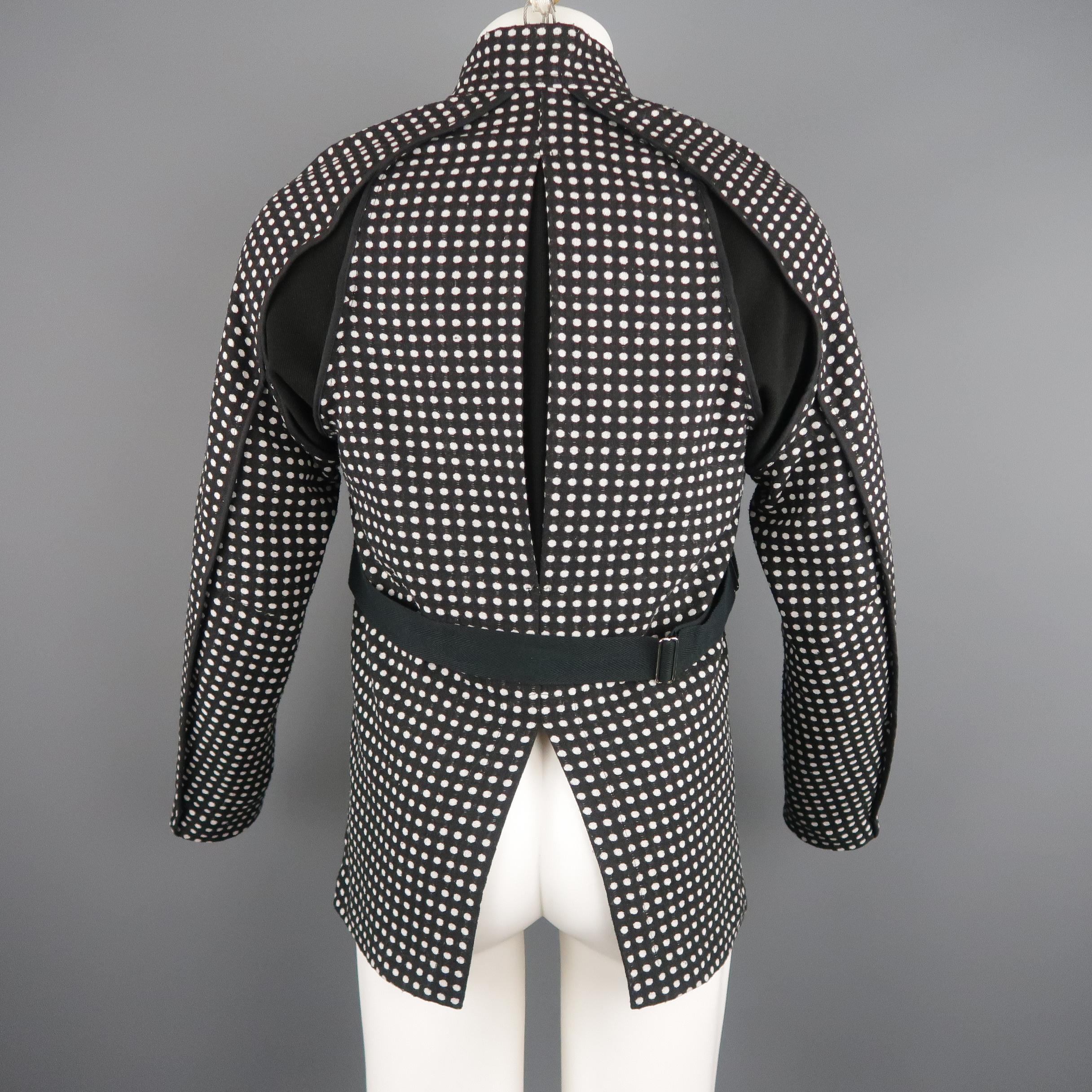 ABASI ROSBOROUGH 36 Black & White Dots Wool Deconstructed Jacket 1