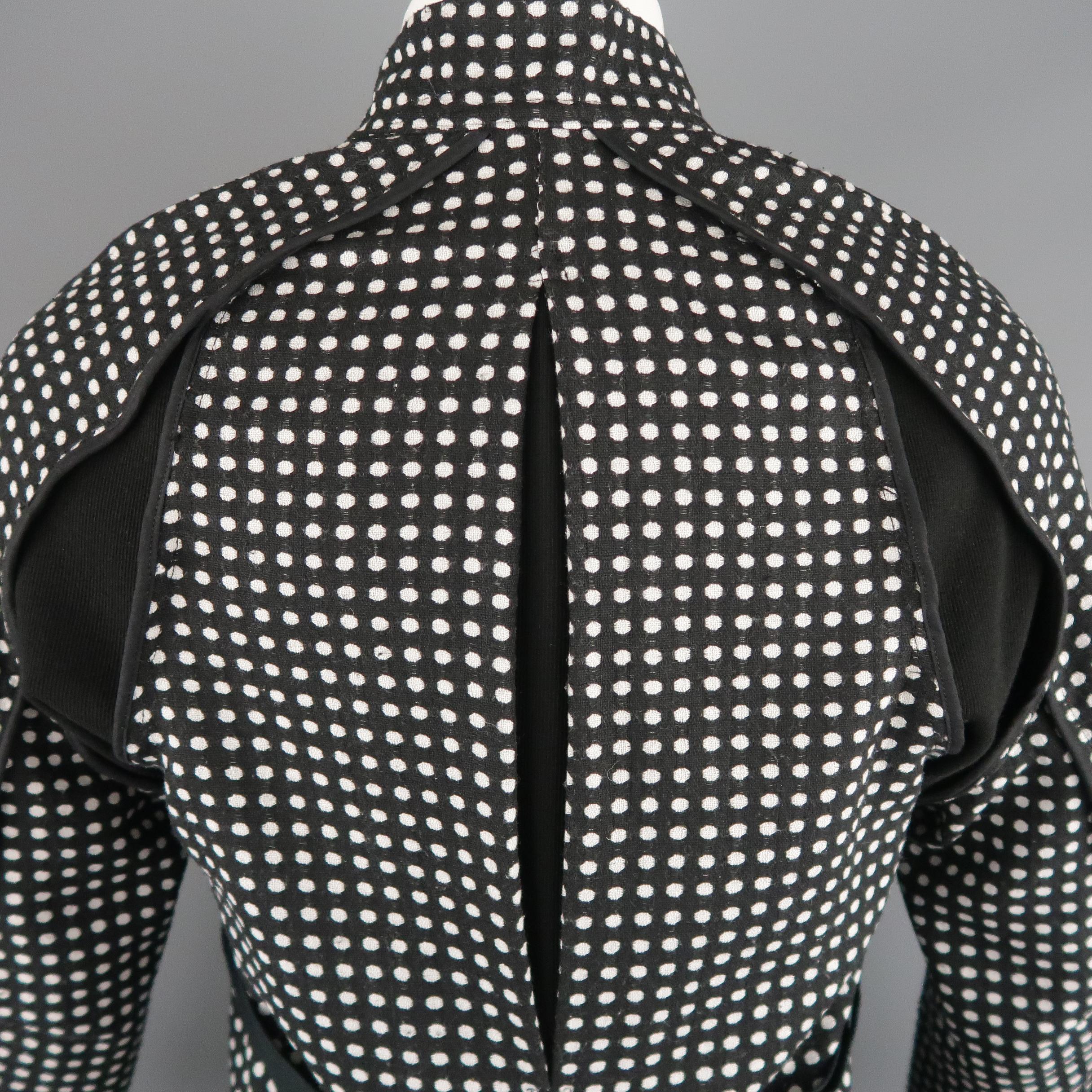 ABASI ROSBOROUGH 36 Black & White Dots Wool Deconstructed Jacket 2