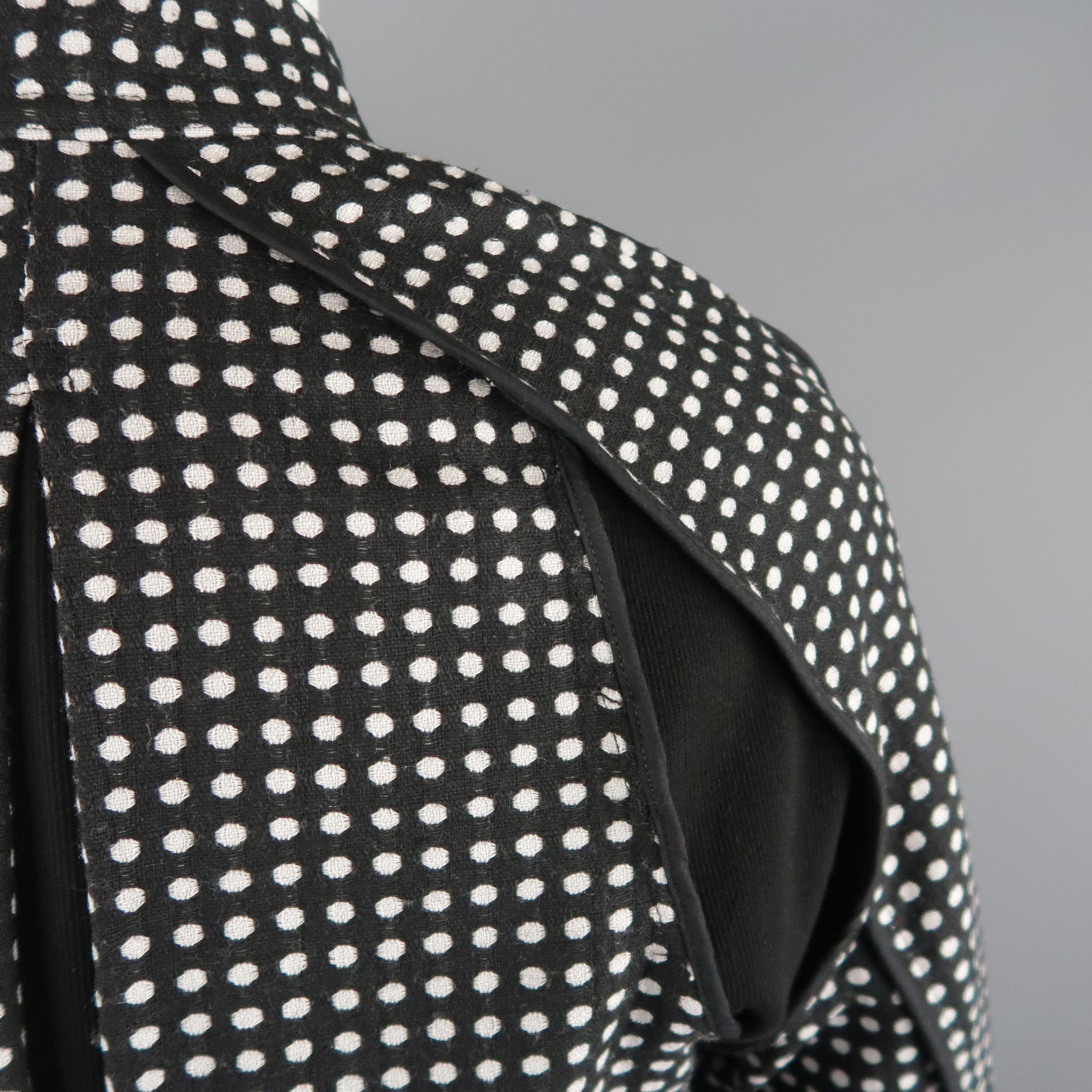 ABASI ROSBOROUGH 36 Black & White Dots Wool Deconstructed Jacket 3