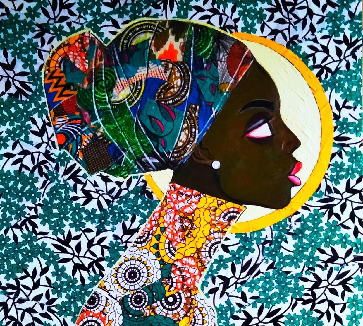 Black Elegance - Expressionist Mixed Media Art by Abayomi Odetomi