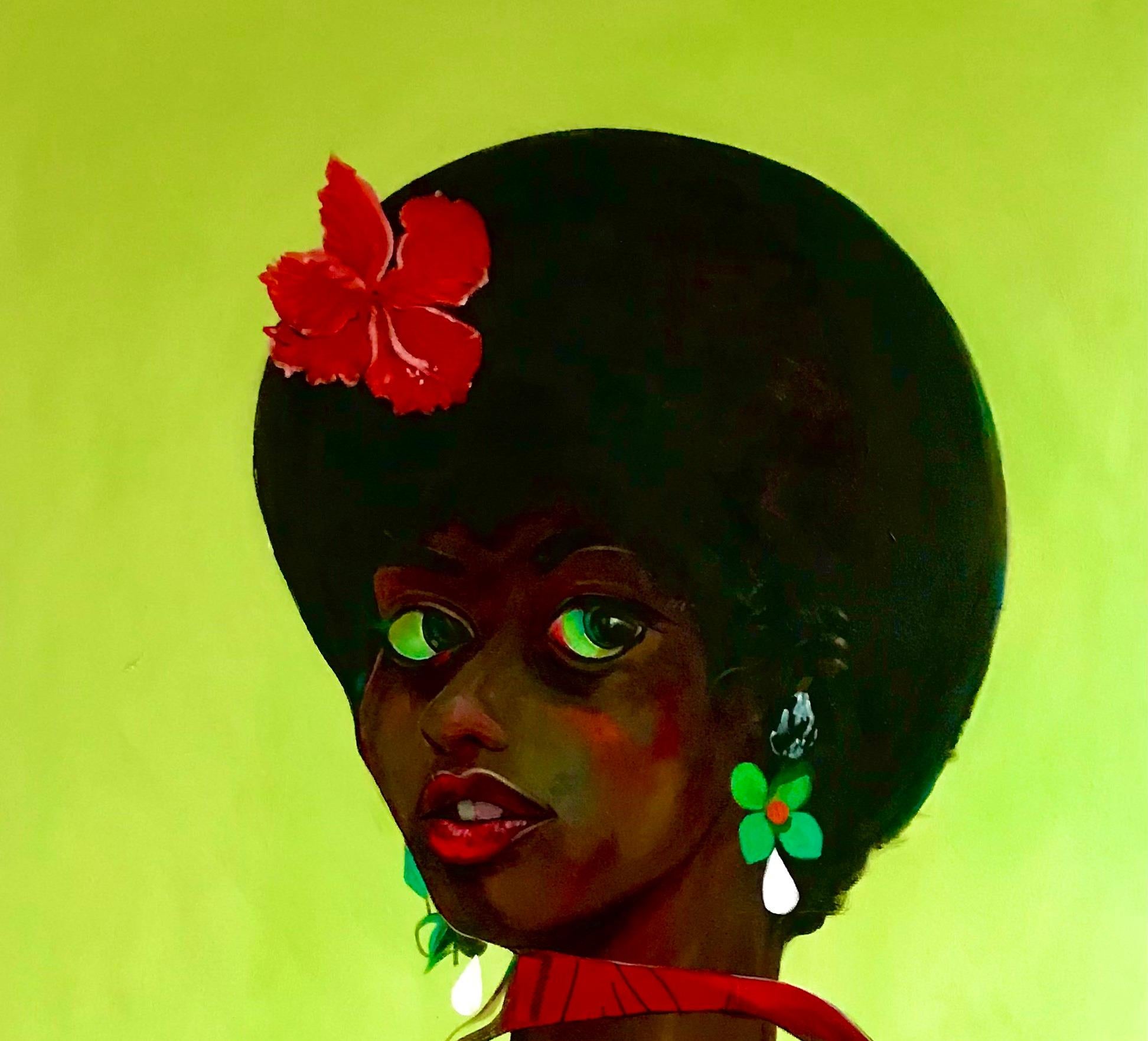 Melanokönigin (Expressionismus), Mixed Media Art, von Abayomi Odetomi