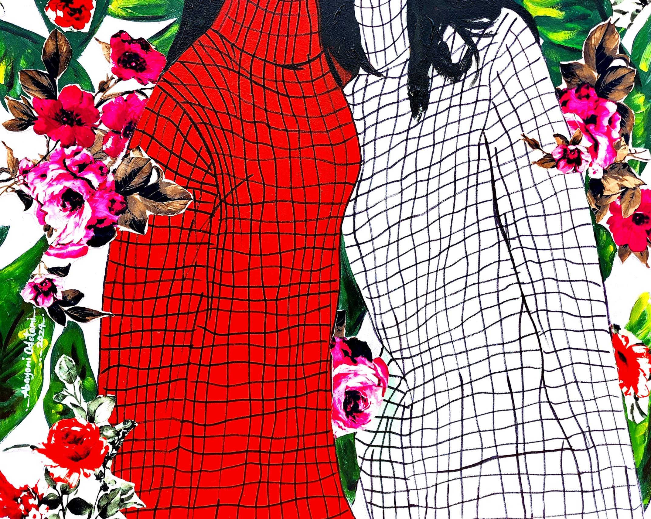 Bestty - 21e siècle, Contemporary, Figurative, Portrait, Women, Love, Floral - Conceptuel Painting par Abayomi Odetomi