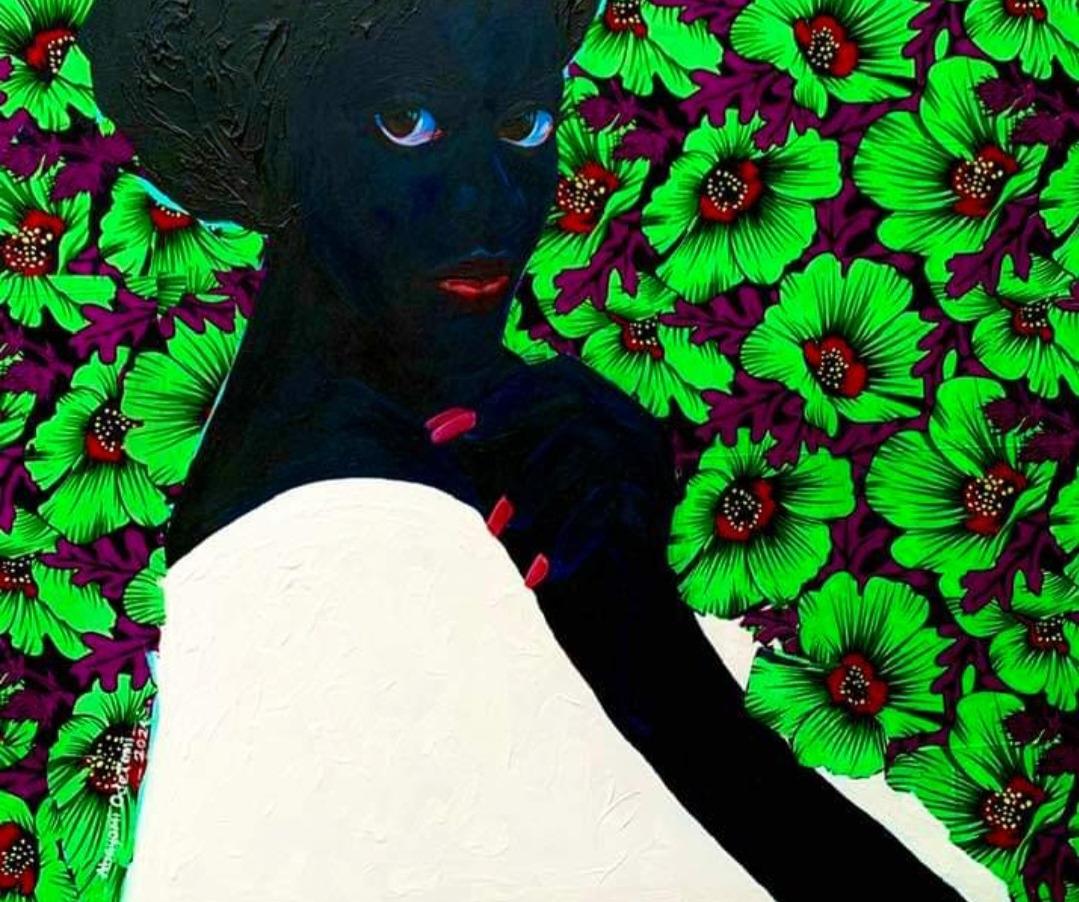 Perla - 21° secolo, Contemporaneo, Figurativo, Ritratto, Donne, Amore, Floreale - Painting Concettualismo di Abayomi Odetomi