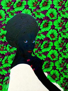 Perla - Siglo XXI, Contemporáneo, Figurativo, Retrato, Mujer, Amor, Floral