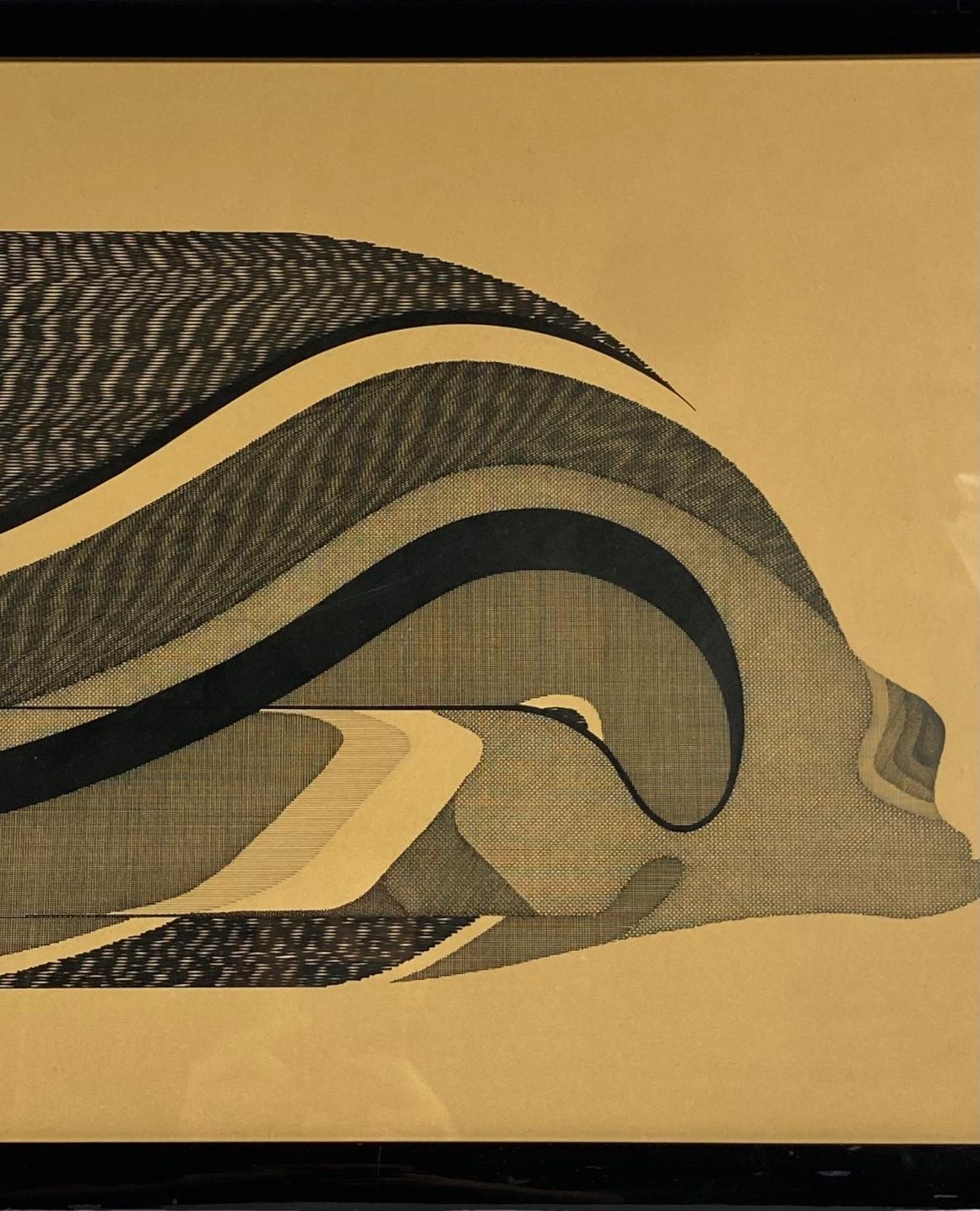 Abbahao, Untitled great stylized FIsh, China on paper, Italy 1976 For Sale 10